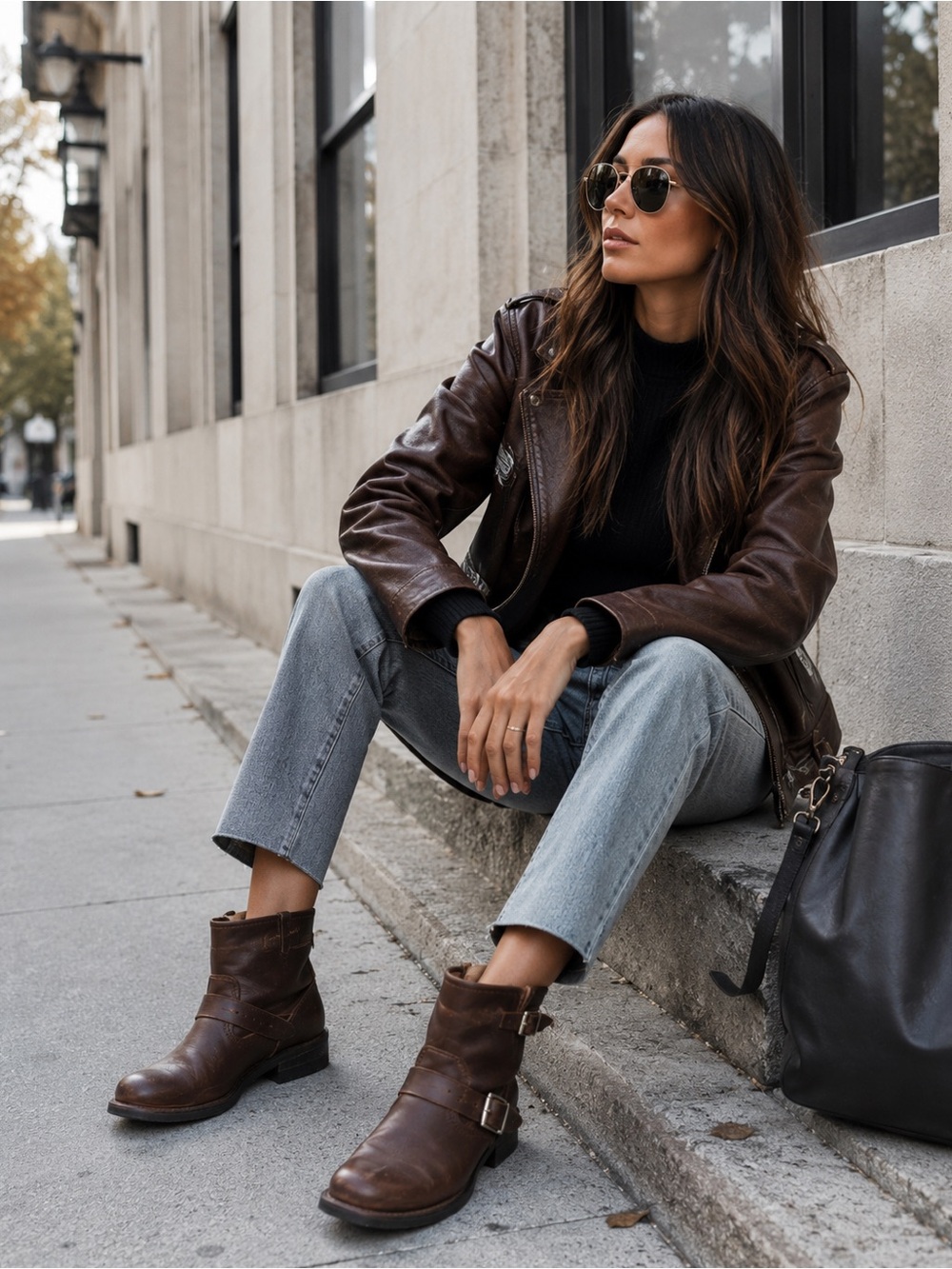 Frye Harness 8R ($458) Brown Distressed Leather Ankle Moto Boots Women Sz 8/8.5 - Picture 2 of 16